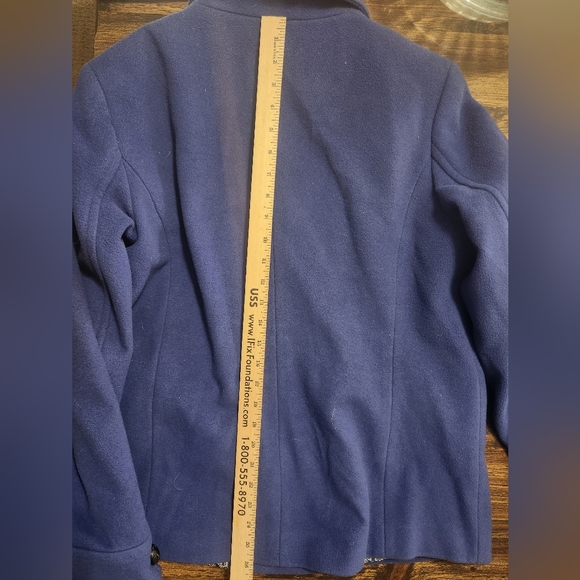 Land's End Double Breasted Short Pea Coat Royal Blue Wool Blend size 14 - Picture 9 of 10